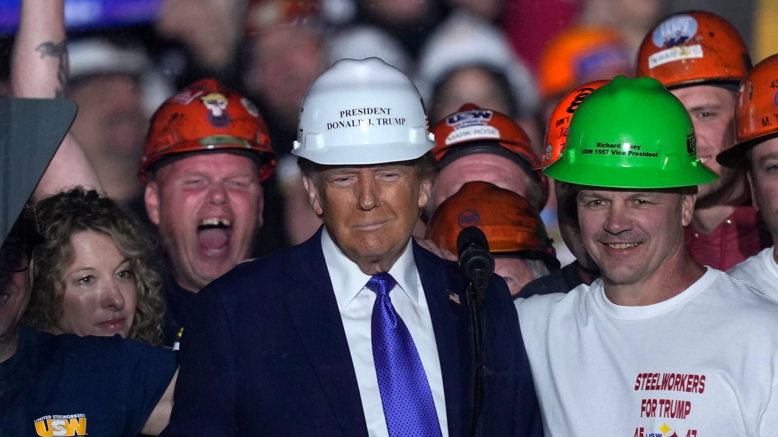 US election latest: Trump swears at Harris; Usher and Lizzo join vice president on stage – Sky News