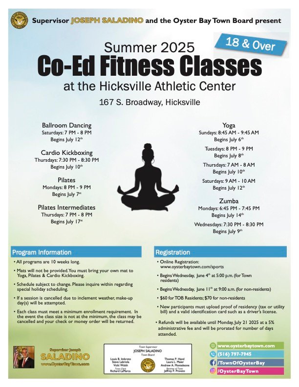 Registration opening for Town of Oyster Bay co-ed fitness classes – LI Press